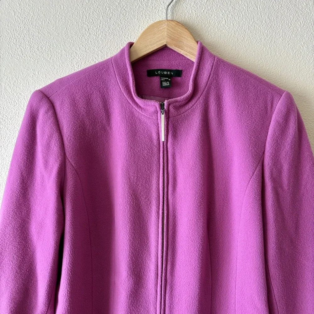 LOUBEN Jacket Women's 12 Fuchsia Pink Wool Cashmere Blend Lined Full Zip‎ Canada